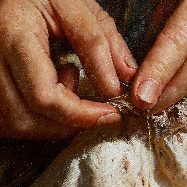 Майстер за роботою з голкою та нитками